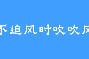 不追风时吹吹风