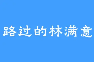 路过的林满意