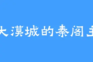 大漠城的秦阁主
