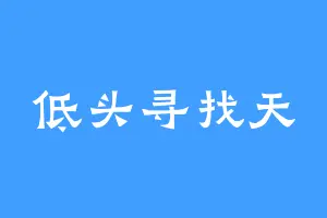 低头寻找天