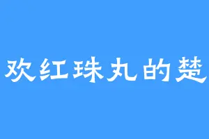 喜欢红珠丸的楚洪