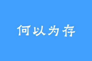 何以为存