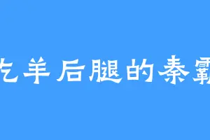 爱吃羊后腿的秦霸天