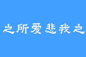 爱我之所爱悲我之我悲